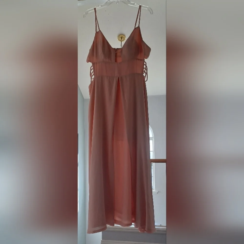 Fame & Partners x Free People 12 Megan Side Cutout Maxi Dress Gown Blush Pink - Picture 5 of 16